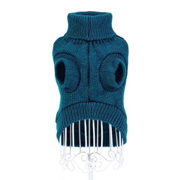 Teal Cable Knit Dog Sweater